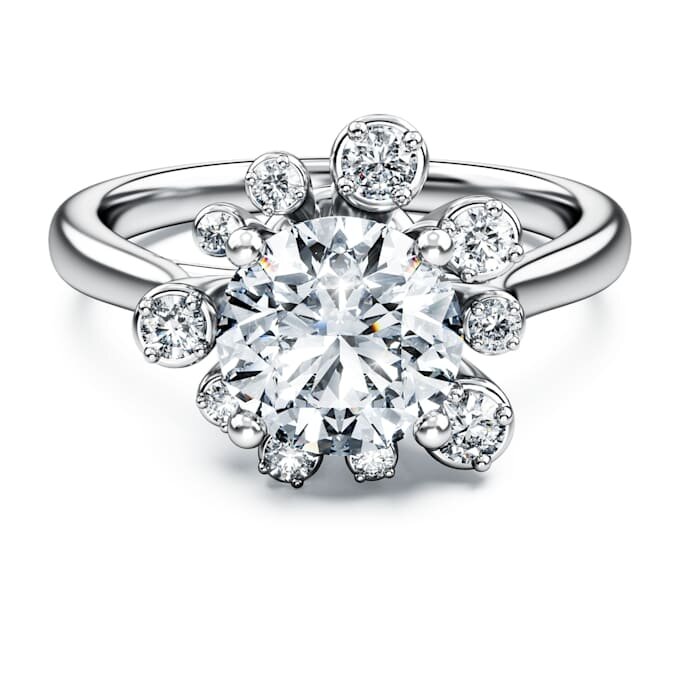Galaxy-Ring mit im Labor gezüchteten Diamanten, 2 Karat insgesamt, runde Form, 14K Weissgold Galaxy-Ring mit im Labor gezüchteten Diamanten, 2 Karat insgesamt, runde Form, 14K Weissgold