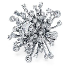 Galaxy-Ring mit im Labor gezüchteten Diamanten, 9.5 Ct Tw, gemischte Formen, 18K Weissgold
