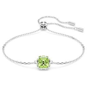 Geburtsstein-Armband mit quadratischem Schliff, August, grün, rhodiniert Geburtsstein-Armband mit quadratischem Schliff, August, grün, rhodiniert