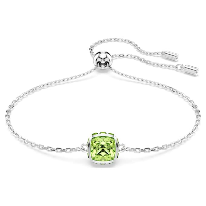 Geburtsstein-Armband mit quadratischem Schliff, August, grün, rhodiniert Geburtsstein-Armband mit quadratischem Schliff, August, grün, rhodiniert
