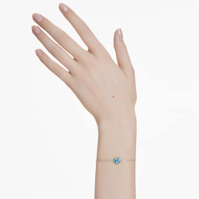 Geburtsstein-Armband mit quadratischem Schliff, Dezember, Blau, rhodiniert Geburtsstein-Armband mit quadratischem Schliff, Dezember, Blau, rhodiniert