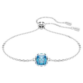 Geburtsstein-Armband mit quadratischem Schliff, Dezember, Blau, rhodiniert Geburtsstein-Armband mit quadratischem Schliff, Dezember, Blau, rhodiniert