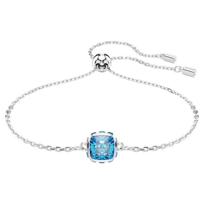 Geburtsstein-Armband mit quadratischem Schliff, Dezember, Blau, rhodiniert Geburtsstein-Armband mit quadratischem Schliff, Dezember, Blau, rhodiniert