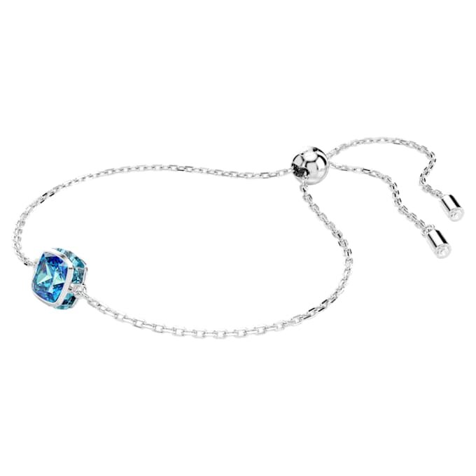 Geburtsstein-Armband mit quadratischem Schliff, Dezember, Blau, rhodiniert Geburtsstein-Armband mit quadratischem Schliff, Dezember, Blau, rhodiniert