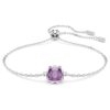 Geburtsstein-Armband mit quadratischem Schliff, Februar, violett, rhodiniert