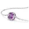 Geburtsstein-Armband mit quadratischem Schliff, Februar, violett, rhodiniert