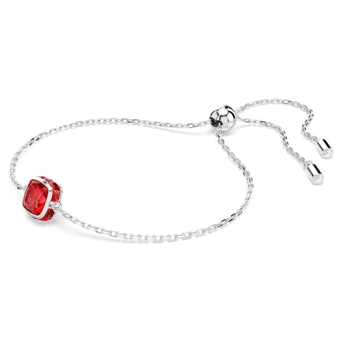 Geburtsstein-Armband mit quadratischem Schliff, Juli, rot, rhodiniert Geburtsstein-Armband mit quadratischem Schliff, Juli, rot, rhodiniert