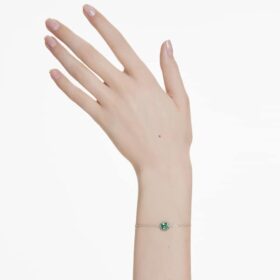 Geburtsstein-Armband mit quadratischem Schliff, Mai, grün, rhodiniert