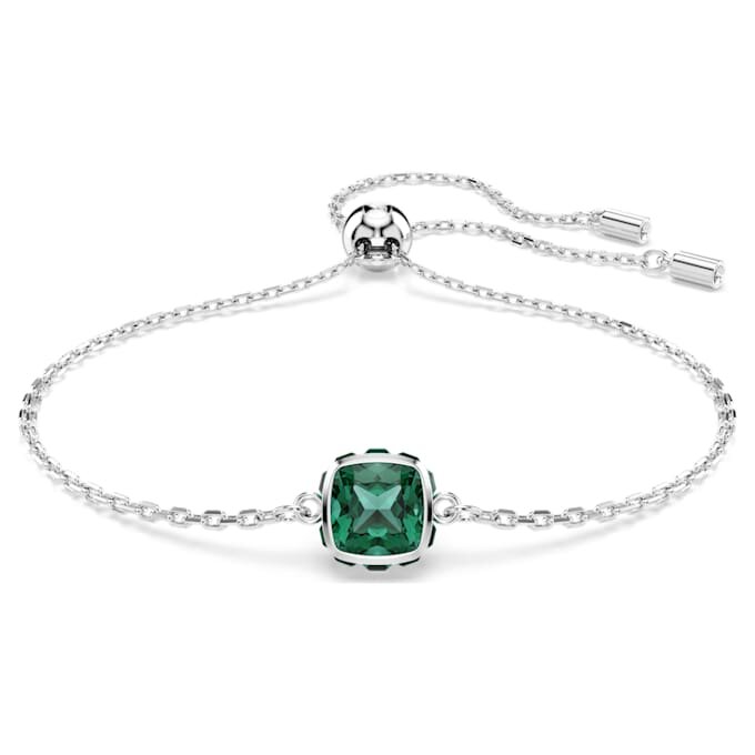 Geburtsstein-Armband mit quadratischem Schliff, Mai, grün, rhodiniert Geburtsstein-Armband mit quadratischem Schliff, Mai, grün, rhodiniert