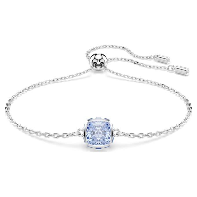 Geburtsstein-Armband mit quadratischem Schliff, März, blau, rhodiniert Geburtsstein-Armband mit quadratischem Schliff, März, blau, rhodiniert