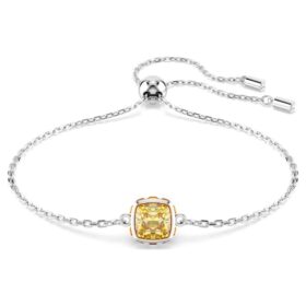Geburtsstein-Armband mit quadratischem Schliff, November, gelb, rhodiniert