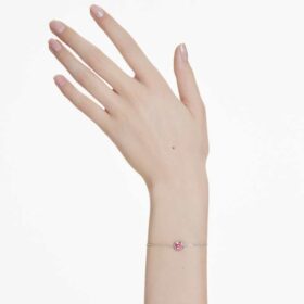 Geburtsstein-Armband mit quadratischem Schliff, Oktober, rosa, rhodiniert