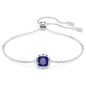 Geburtsstein-Armband mit quadratischem Schliff, September, Blau, rhodiniert
