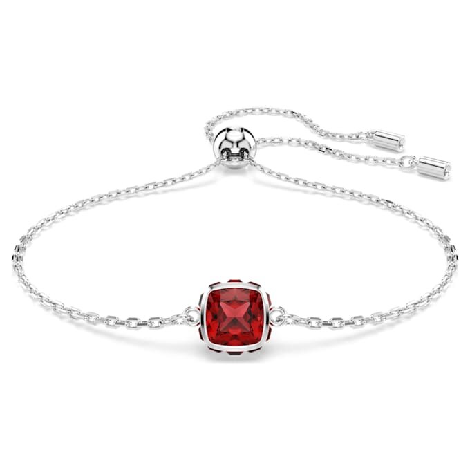 Geburtsstein-Armband, quadratischer Schliff, Januar, rot, rhodiniert Geburtsstein-Armband, quadratischer Schliff, Januar, rot, rhodiniert