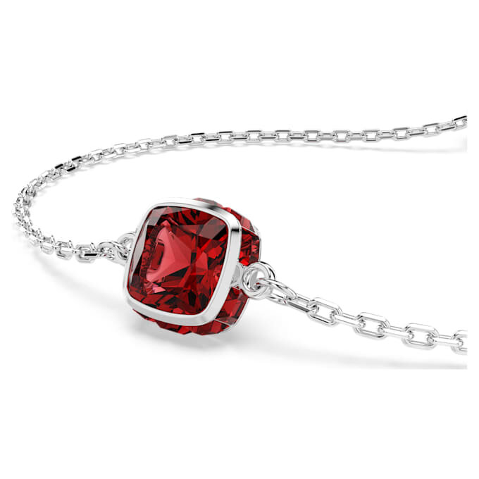 Geburtsstein-Armband, quadratischer Schliff, Januar, rot, rhodiniert Geburtsstein-Armband, quadratischer Schliff, Januar, rot, rhodiniert