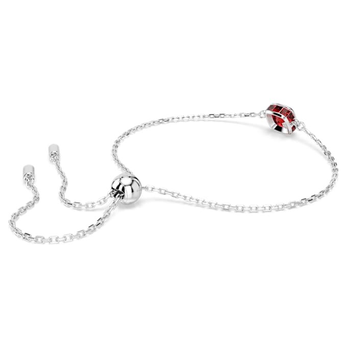 Geburtsstein-Armband, quadratischer Schliff, Januar, rot, rhodiniert Geburtsstein-Armband, quadratischer Schliff, Januar, rot, rhodiniert