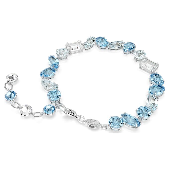 Gema-Armband mit gemischten Schliffen, blau, rhodiniert Gema-Armband mit gemischten Schliffen, blau, rhodiniert