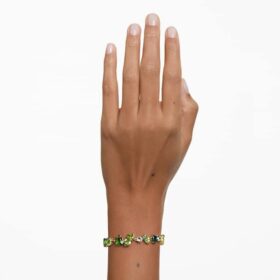 Gema-Armband mit gemischten Schliffen, grün, vergoldet