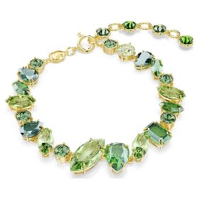 Gema-Armband mit gemischten Schliffen, grün, vergoldet
