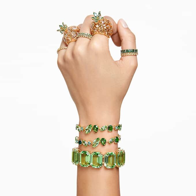Gema-Armband mit gemischten Schliffen, grün, vergoldet Gema-Armband mit gemischten Schliffen, grün, vergoldet