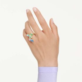 Gema Cocktailring mit gemischten Schliffen, mehrfarbig, goldfarben plattiert Gema Cocktailring mit gemischten Schliffen, mehrfarbig, goldfarben plattiert