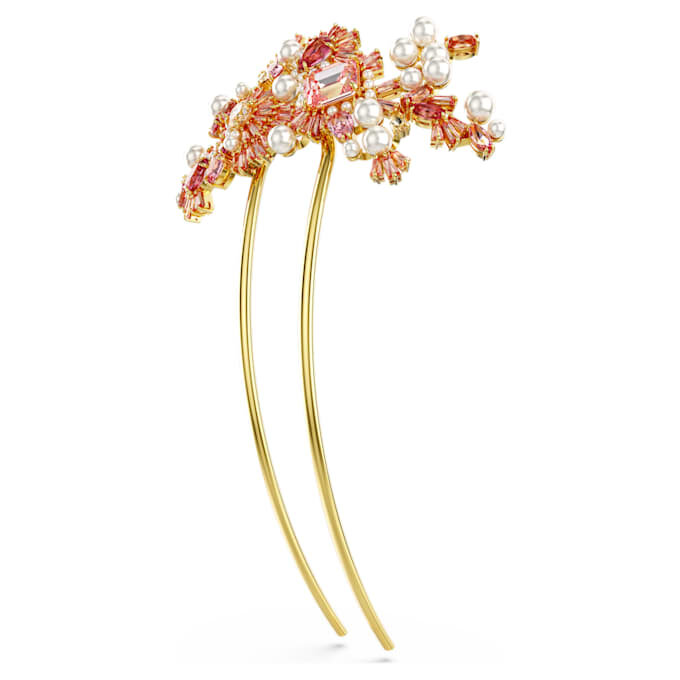 Gema-Haarspange «Crystal Pearl», verschiedene Schliffe, Blume, rosa, goldfarben plattiert Gema-Haarspange «Crystal Pearl», verschiedene Schliffe, Blume, rosa, goldfarben plattiert