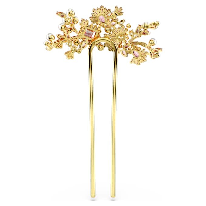 Gema-Haarspange «Crystal Pearl», verschiedene Schliffe, Blume, rosa, goldfarben plattiert Gema-Haarspange «Crystal Pearl», verschiedene Schliffe, Blume, rosa, goldfarben plattiert