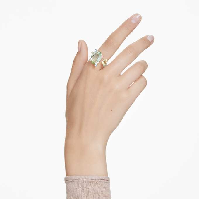 Gema Offener Ring mit gemischten Schliffen, mehrfarbig, goldfarben plattiert Gema Offener Ring mit gemischten Schliffen, mehrfarbig, goldfarben plattiert