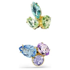 Gema Ohrklemmen, asymmetrisches Design, gemischte Schliffe, mehrfarbig, goldfarben plattiert