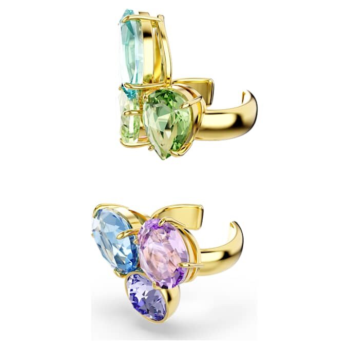 Gema Ohrklemmen, asymmetrisches Design, gemischte Schliffe, mehrfarbig, goldfarben plattiert Gema Ohrklemmen, asymmetrisches Design, gemischte Schliffe, mehrfarbig, goldfarben plattiert