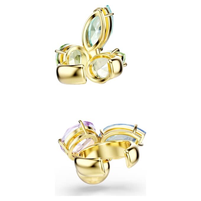 Gema Ohrklemmen, asymmetrisches Design, gemischte Schliffe, mehrfarbig, goldfarben plattiert Gema Ohrklemmen, asymmetrisches Design, gemischte Schliffe, mehrfarbig, goldfarben plattiert