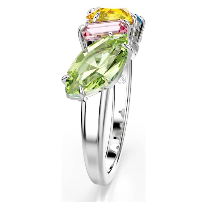 Gema-Ring mit gemischten Schliffen, mehrfarbig, rhodiniert Gema-Ring mit gemischten Schliffen, mehrfarbig, rhodiniert