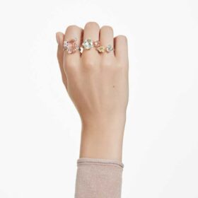 Gema-Ring-Set (3), gemischte Schliffe, mehrfarbig, goldfarben plattiert