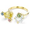 Gema-Ring-Set (3), gemischte Schliffe, mehrfarbig, goldfarben plattiert