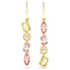 Gema-Tropfenohrringe, asymmetrisches Design, gemischte Schliffe, rosa, goldfarben plattiert Gema-Tropfenohrringe, asymmetrisches Design, gemischte Schliffe, rosa, goldfarben plattiert