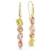 Gema-Tropfenohrringe, asymmetrisches Design, gemischte Schliffe, rosa, goldfarben plattiert Gema-Tropfenohrringe, asymmetrisches Design, gemischte Schliffe, rosa, goldfarben plattiert