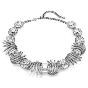 Halskette «Feather» aus der Vienna Collection, weiss, rutheniumbeschichtet
