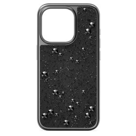 High Smartphone-Hülle mit flachen Kristallen auf der Rückseite, iPhone® 15 Pro, Schwarz