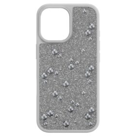 High Smartphone-Hülle mit flachen Kristallen auf der Rückseite, iPhone® 17, silberfarben