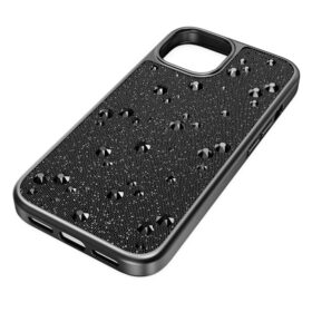 High Smartphone-Hülle mit flachen Kristallen, iPhone® 15, Schwarz