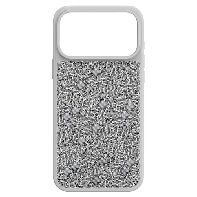 Hochwertige Smartphone-Hülle mit flachen Kristallen, iPhone® 17 Pro Max, silberfarben Hochwertige Smartphone-Hülle mit flachen Kristallen, iPhone® 17 Pro Max, silberfarben