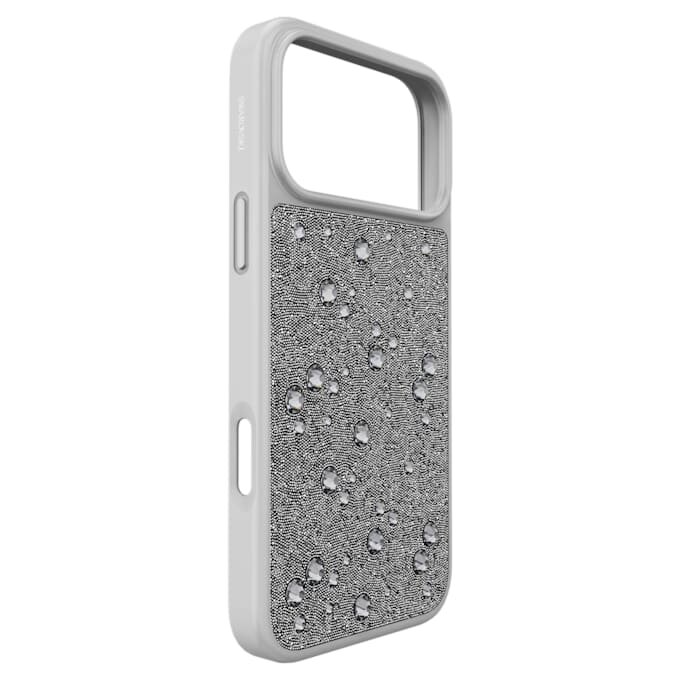 Hochwertige Smartphone-Hülle mit flachen Kristallen, iPhone® 17 Pro Max, silberfarben Hochwertige Smartphone-Hülle mit flachen Kristallen, iPhone® 17 Pro Max, silberfarben