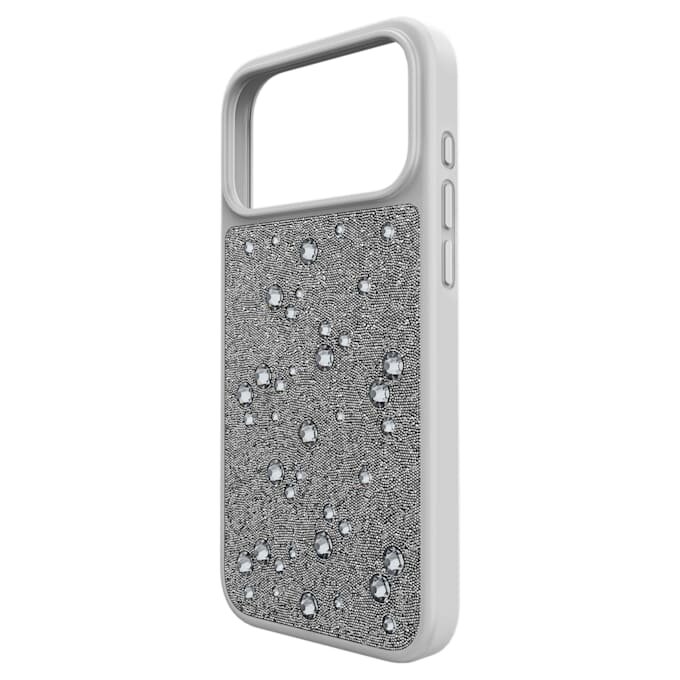 Hochwertige Smartphone-Hülle mit flachen Kristallen, iPhone® 17 Pro Max, silberfarben Hochwertige Smartphone-Hülle mit flachen Kristallen, iPhone® 17 Pro Max, silberfarben