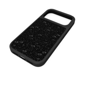 Hochwertige Smartphone-Hülle mit flachen Kristallen, iPhone® 17 Pro, Schwarz