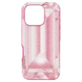 Hochwertige Smartphone-Hülle mit Kristall-Print-Motiv, iPhone® 16 Pro, Pink