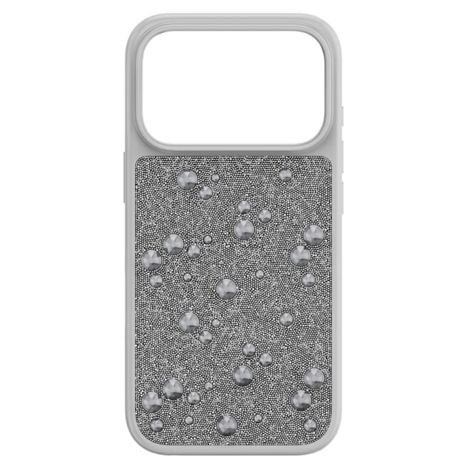 Hohe Smartphone-Hülle mit flachen Kristallen, iPhone® 17 Pro, silberfarben Hohe Smartphone-Hülle mit flachen Kristallen, iPhone® 17 Pro, silberfarben