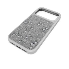 Hohe Smartphone-Hülle mit flachen Kristallen, iPhone® 17 Pro, silberfarben
