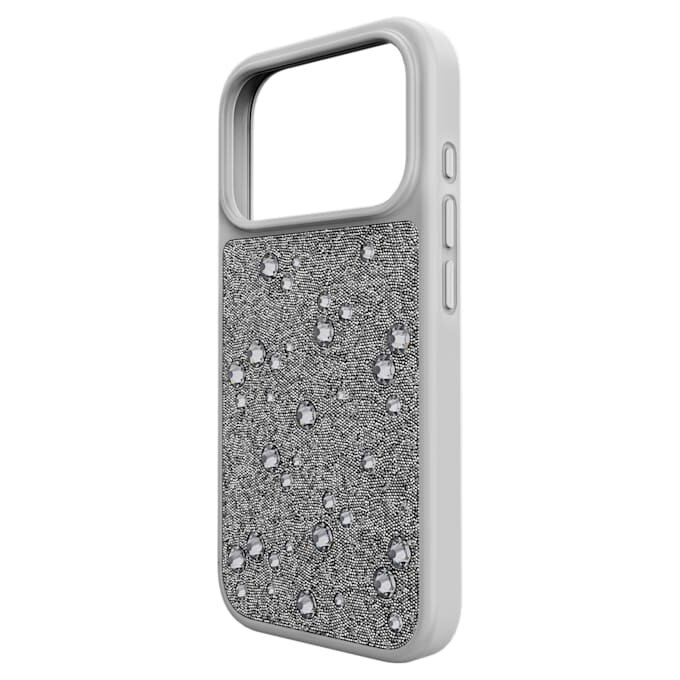 Hohe Smartphone-Hülle mit flachen Kristallen, iPhone® 17 Pro, silberfarben Hohe Smartphone-Hülle mit flachen Kristallen, iPhone® 17 Pro, silberfarben