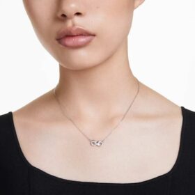 Hyperbola-Anhänger Pavé, Infinity, Weiss, rhodiniert