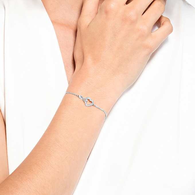 Hyperbola-Armband «Infinity and Heart», weiss, rhodiniert Hyperbola-Armband «Infinity and Heart», weiss, rhodiniert